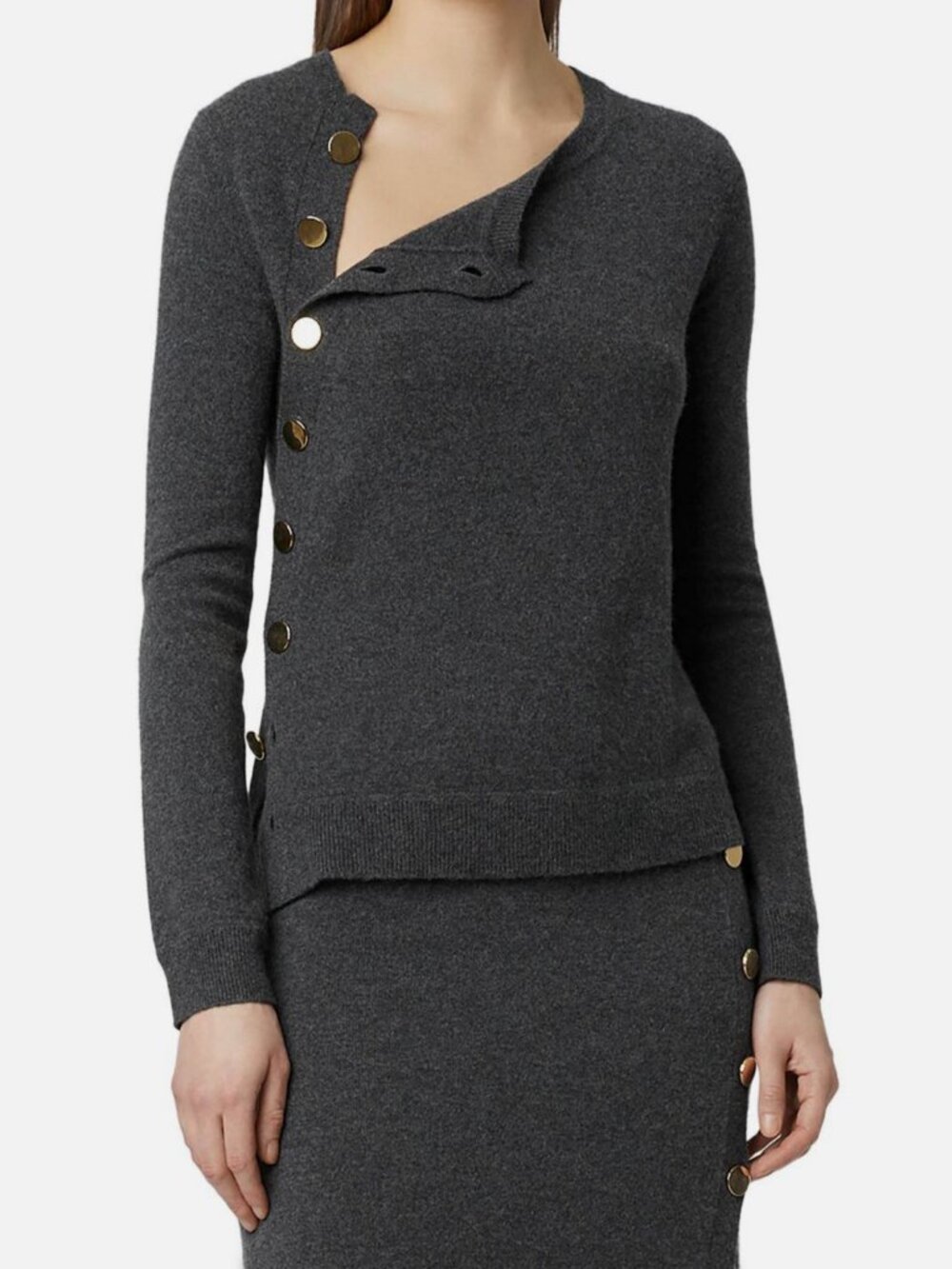 Altuzarra Women's Gray Cashmere Asymmetric-Button Minamoto Wrap Sweater Size XS